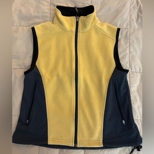 LL Bean Women's Fleece Vest grey/Yellow Full Zip Size M